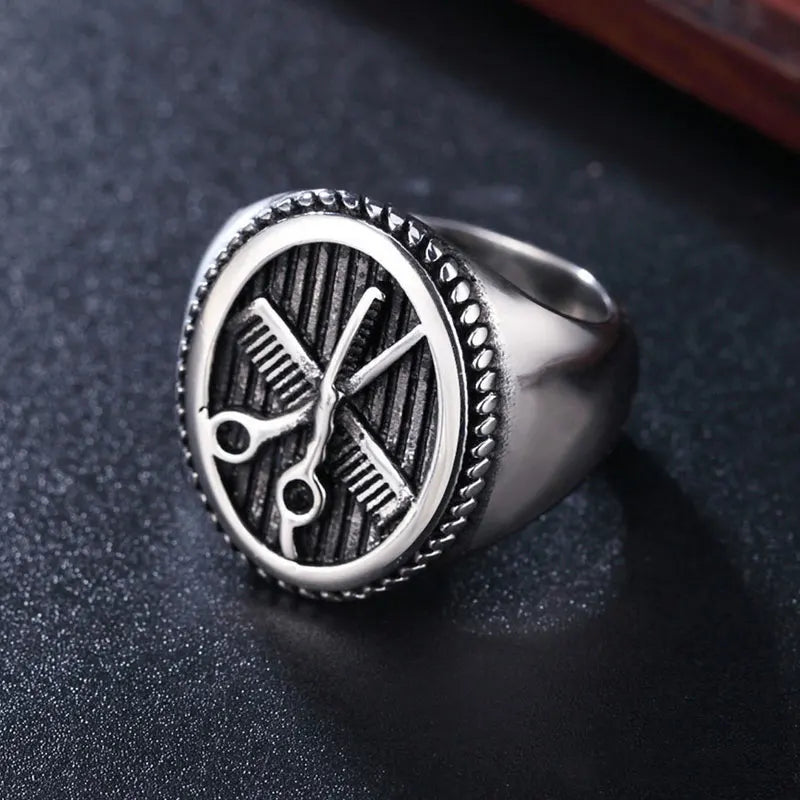 Fashion Comb Scissor Ring Stainless Steel Jewelry Hot Cool Hairstylist  Biker Finger Ring For Mens Women SWR0980A