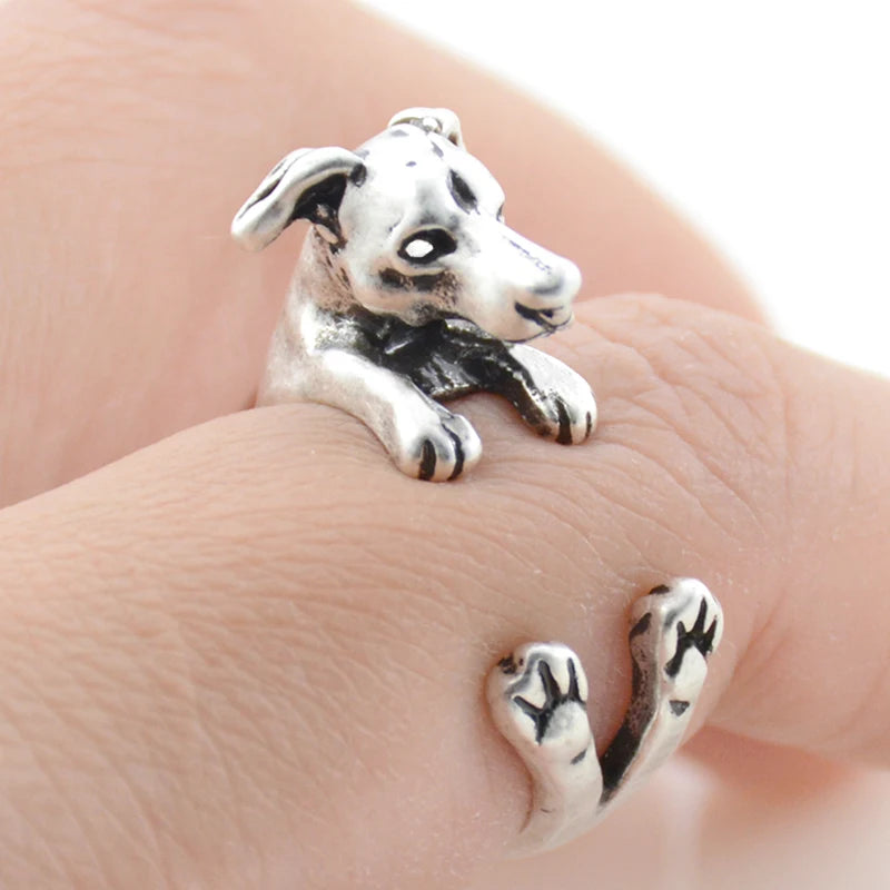 Retro 3D Beagle&German Shepherd&Schnauzer Dog Ring Women Anel Punk Style Rings For Men Wrap Animal Rings Anniversary Bijoux Gift