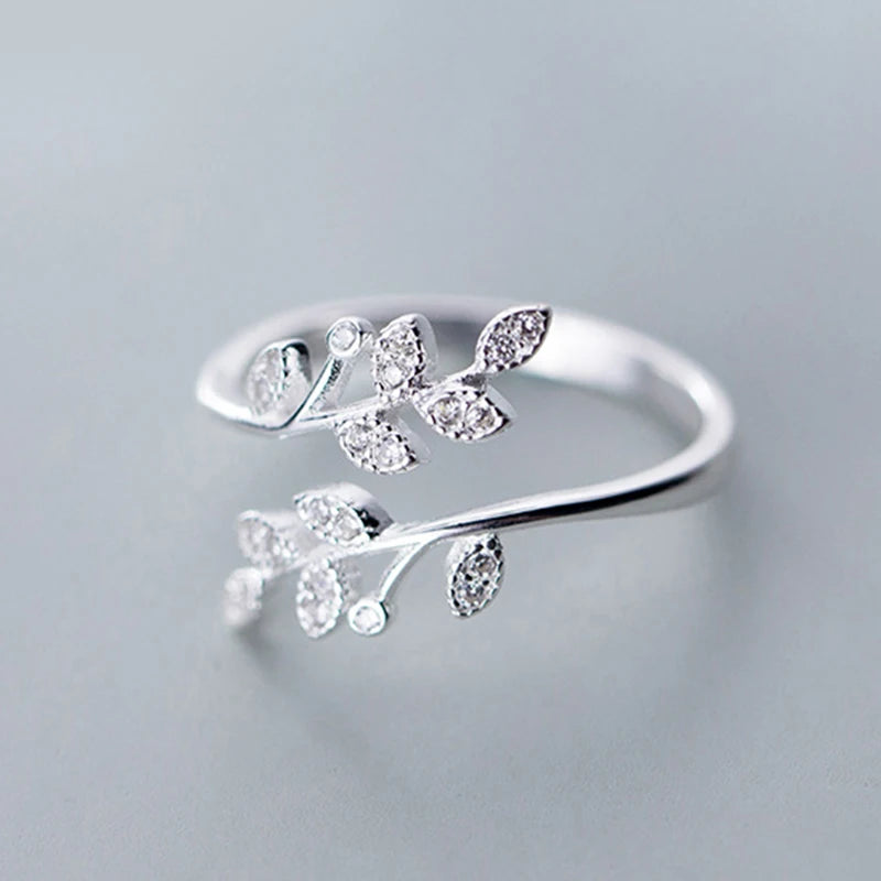 Retro Minimalist Silver Color Open Rings For Women Personality Feather Butterfly Adjustable Finger Ring Girl Jewelry Gift