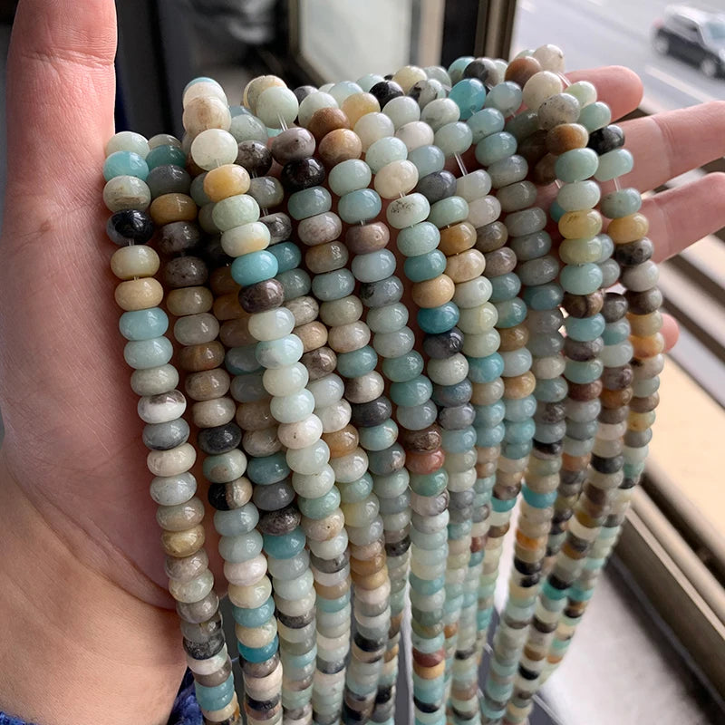 4X6MM/5X8MM Natural Stone Abacus Beads Rondelle Shape Lapis  Jaspers Jades Amazonite Bead For Jewelry Making Bracelet DIY 15.5"