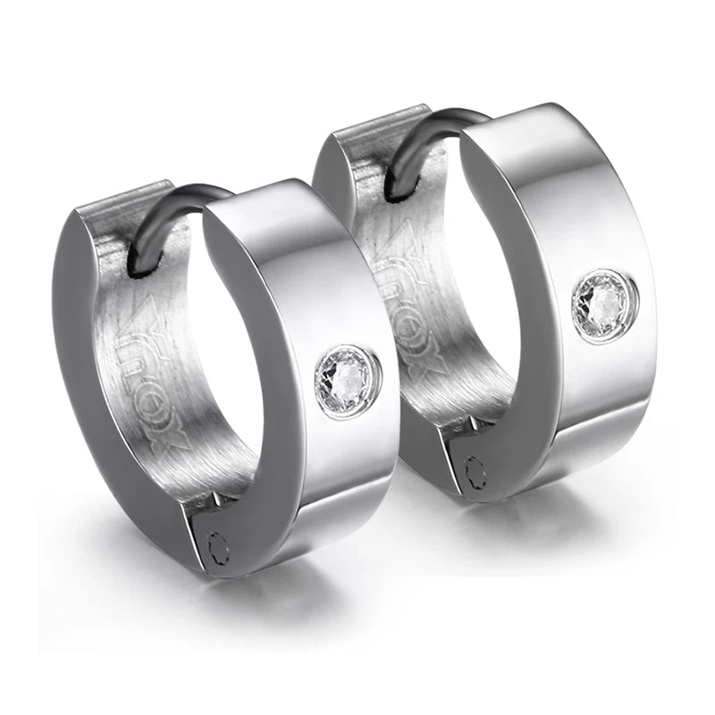VNOX Cute Hoop Earrings for Men Punk Stainless Steel Huggie Small Earrings 4 Color - Madeinsea©