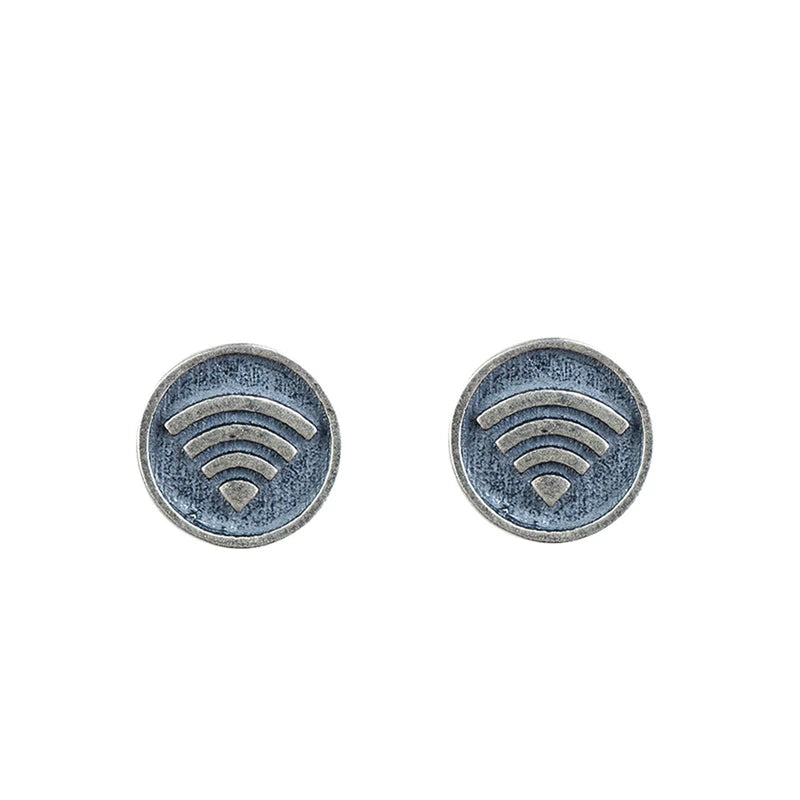 MKENDN 100% 925 Sterling Silver Creativity WiFi Icon Stud Earrings Fashion Trendy Hypoallergenic Personalized Ear Jewelry