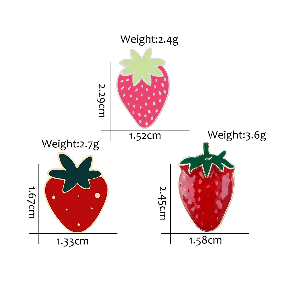 3 Style Cute Strawberry Brooch High Quality Fresh Fruit Enamel Pins Kids Cartoon Lepel Pins Bag Badges Jewelry Gift For Friend