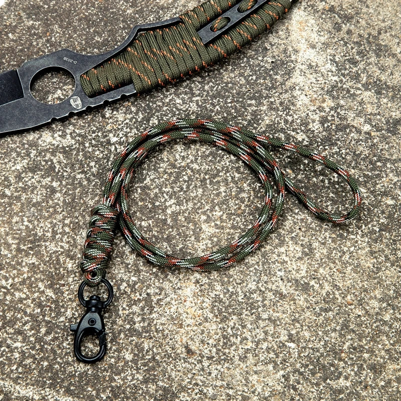 Outdoor Rock Climbing Paracord ID Lanyard Snake Knot Carabiner For EDC USB Holder Pass Card Name Badge Holder Neck Layard Gift