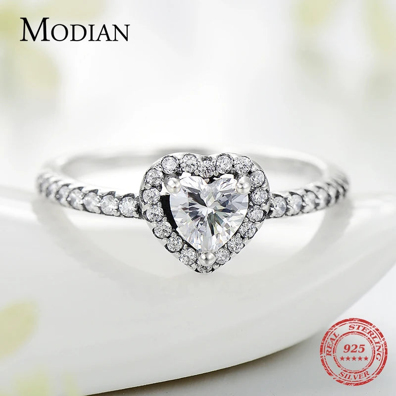 Modian Exquisite 925 Sterling Silver Vintage Hearts AAA Clear CZ Finger Rings for Women Luxury Wedding Statement Jewelry Bijoux - Madeinsea©