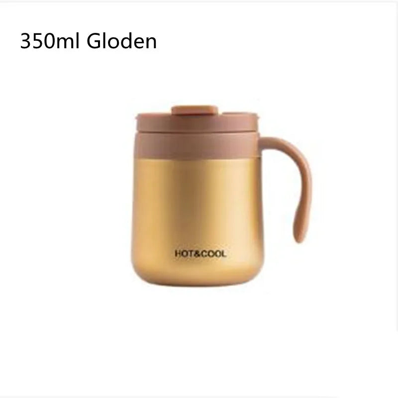 Stainless Steel Vacuum Insulated Coffee Mug 350/500ml Thermos Water Tumbler with Handle Lid - Thermal Tea Cup for Hot And Cold B