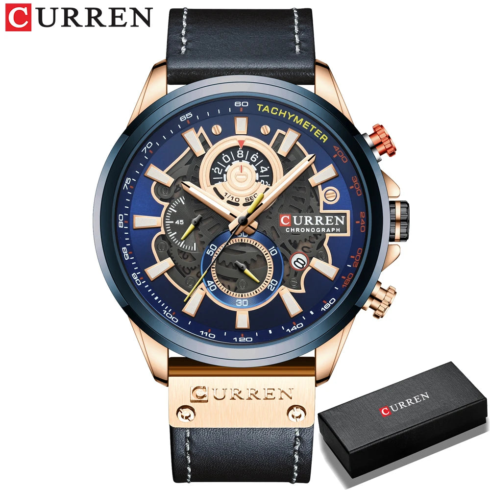 CURREN Fashion Male Watches Strap Sport Chronograph Wristwatch Creative Design Multifunctional Quartz Clock relogio masculino