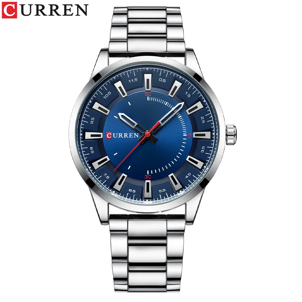 CURREN New Fashion Simple Style Men Watches Quartz Wristwatches Stainless Steel Band Clock Male