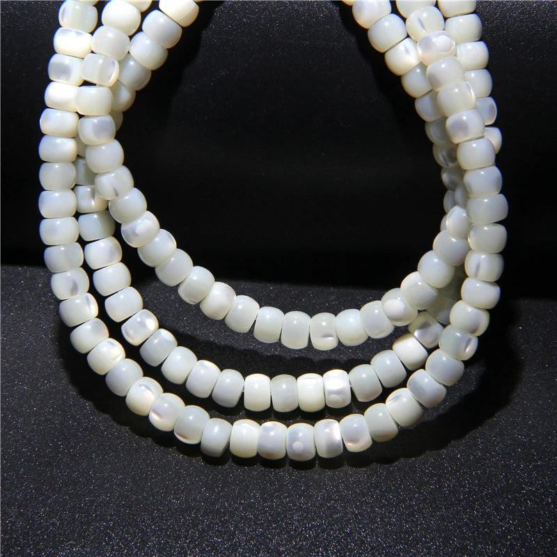 Natural White Mother of Pearl Shell Beads Oval Round Freshwater Shell Beads for Jewelry Making Necklace Bracelet DIY 15" - Madeinsea©