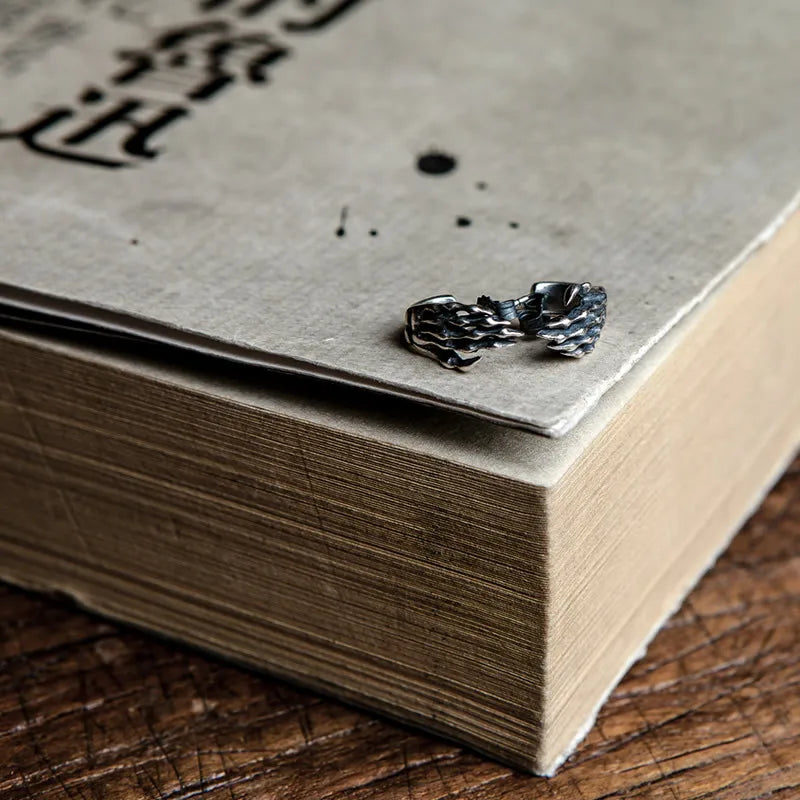 MKENDN 100% 925 Sterling Silver Creative Retro Skull Hand Bone Stud Earring Men Women Hip-hop Street Punk Gothic Ear Jewelry