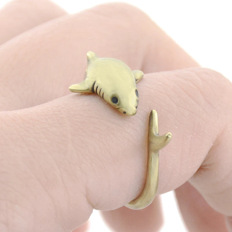 Adjustable 3D Shark Anel Men Ring Punk Fish Anillos Bague Femme Rings For Women Jewelry Anillos Mujer Accessories Lover Gifts