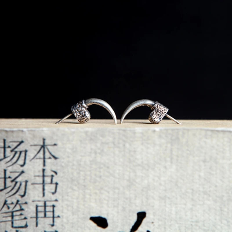 MKENDN Gothic Punk Rock Style Earrings Fashion 925 Sterling Silver Ear Rings Eagle Claw Stud Earrings For Men Pop Style Piercing