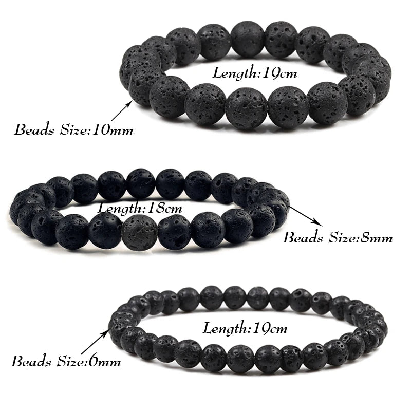 Natural Stone 6/8/10mm Beads Tiger Eye Bracelet Classic Men Women Buddha Black Lava Bracelets Minimalist Yoga Meditation Jewelry - Madeinsea©