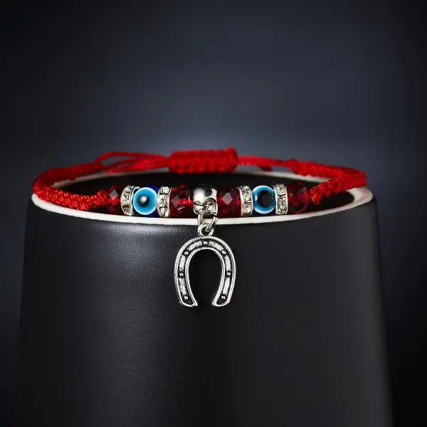 Bracelet porte-bonheur œil bleu, breloque œil protecteur, fil rouge, bracelet d'amitié pour couple, femme et homme, bijou fait main, cadeau porte-bonheur