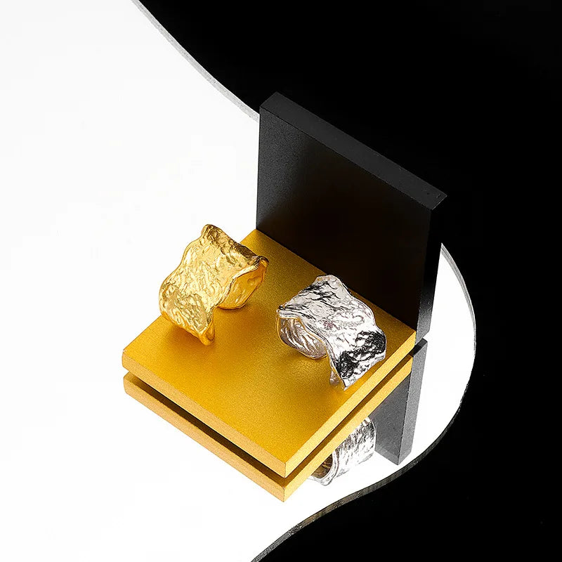 LIVVY Prevent Allergy Silver Color Wedding Rings New Creative Geometric Handmade Accessories Jewelry Gifts 2021 Trend - Madeinsea©