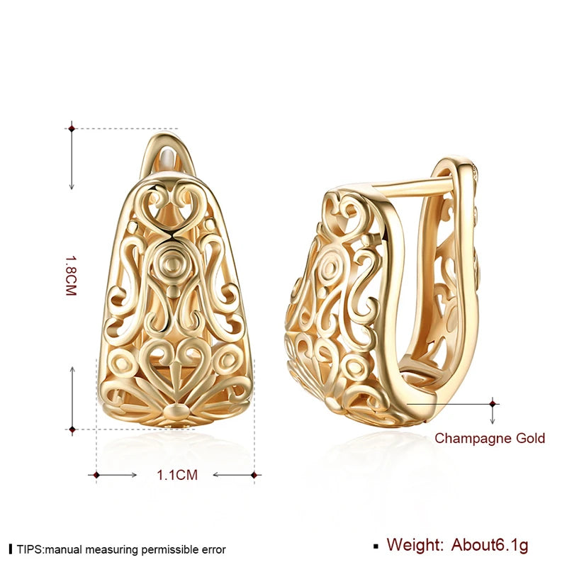 DOTEFFIL 925 Sterling Silver 18K Gold Hollow Pattern Earrings Fashion For Woman Wedding Engagement Party Gift Jewelry