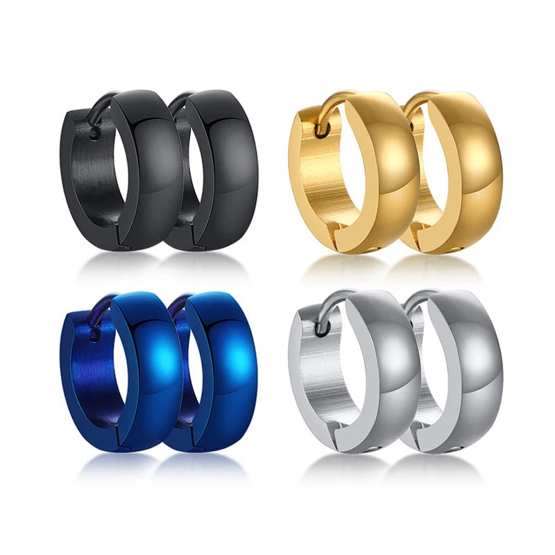 VNOX Cute Hoop Earrings for Men Punk Stainless Steel Huggie Small Earrings 4 Color - Madeinsea©