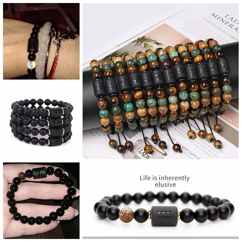 12 Constellation Series Glass Bead 10x13MM Matte Zodiac Signs Beads For DIY Making Women Men Couple Friendship Bracelet Jewelry