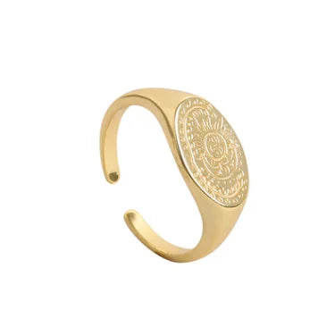 Bague en argent sterling 925, nouvelle bague simple en forme d'œil de fleur, couleur or, style rétro, effet vieilli, faite à la main, bijoux fins et tendance