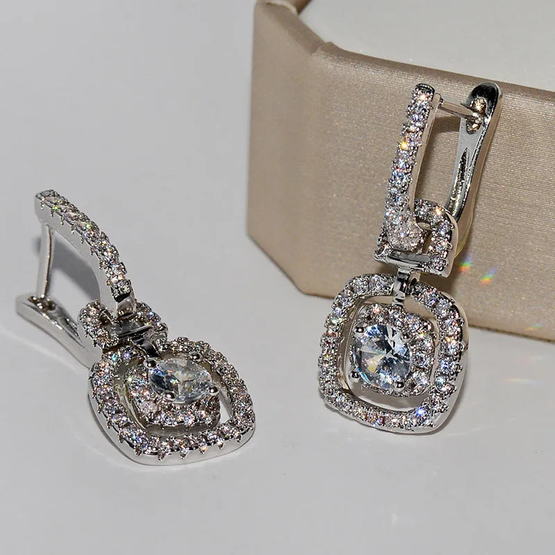 Real 925 Sterling Silver Moissanite Earrings for Women Wedding Diamonds Office Fine Jewelry Drop Earrings Orecchini Girls Gift