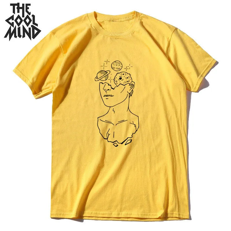COOLMIND 100% Baumwolle Mond Druck Männer T-Shirt Casual Sommer Kurzarm Männer T-shirt Lose t-shirt Männlichen T-shirts Mo0154