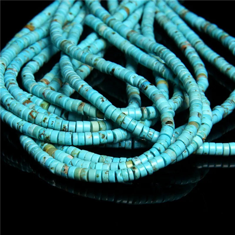 Natural Turquoises Stone Bead Blue Rondelle Cube Shape Loose Spacer Beads For Jewelry Making DIY Necklace Bracelets Accessories - Madeinsea©