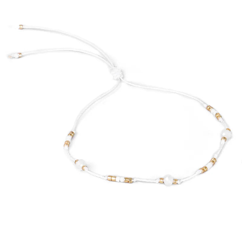 HI MAN Bohemian Colored Beads Wax Thread DIY Anklet Women Adjustable Summer Beach Casual Jewelry Accessories Girlfriend Gift