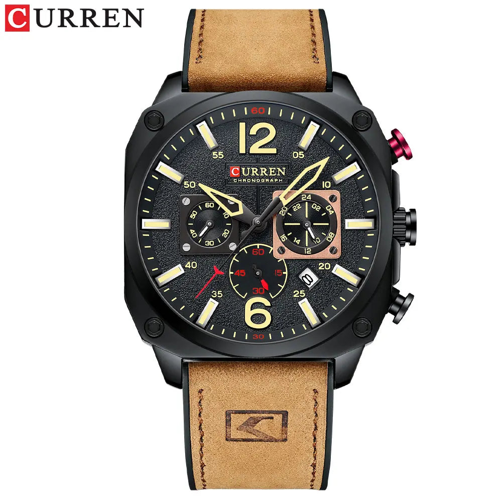 CURREN Brand Watches Business Men Luxury Chronograph and Date Wristwatches New Green Male Clock with Luminous