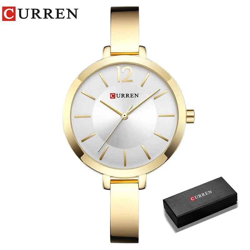 CURREN Fashion Gold Women Watches Stainless Steel Ultra thin Quartz Watch Woman Romantic Clock Women's Watches Montre Femme