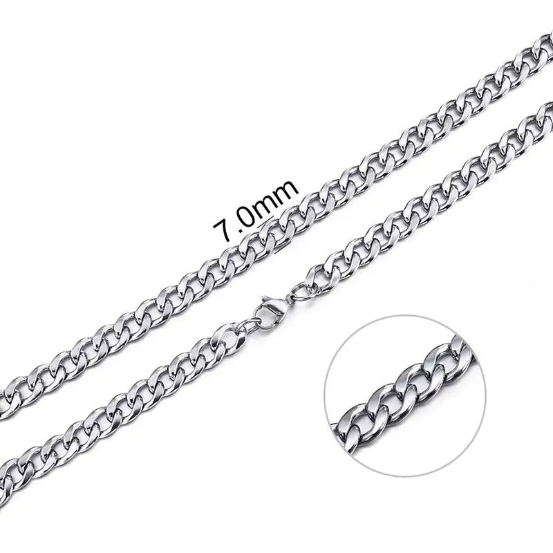 Gold Color Solid Chain Necklace Stainless Steel Link Choker For Men Female Charm Simple Collares Jewelry Accessories 50/55/60 Cm