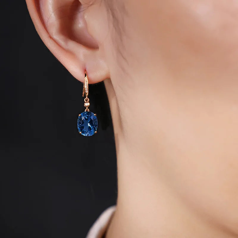 Solid 925 Silver Gorgeous AAA Genuine sapphire Water Drop Charm Women Drop Earring Wedding Band Jewelry High Quality Earrings