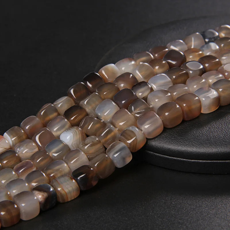 Smooth Smoky Agates Beads Natural Gray Stone Beads Striped Square Loose Beads For Jewelry Making Diy Bracelet Necklace Handmade