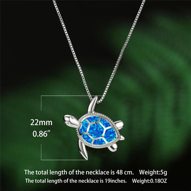 Classic Blue Pendant For Women Pendant Silver Color Chain Necklace Women Sea Turtle Crystal Wedding Jewelry