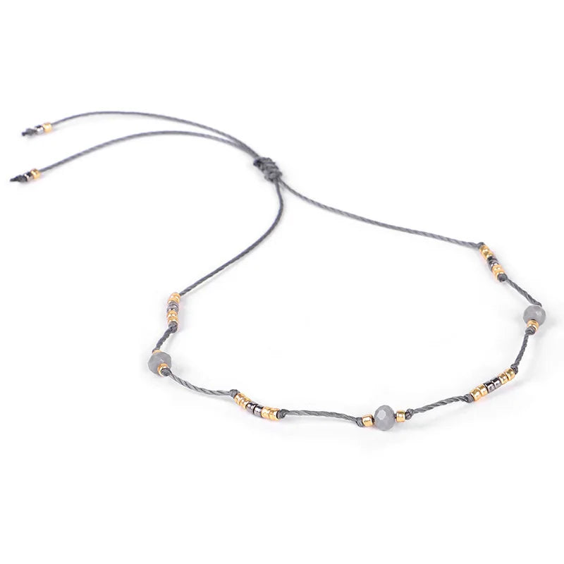 HI MAN Bohemian Colored Beads Wax Thread DIY Anklet Women Adjustable Summer Beach Casual Jewelry Accessories Girlfriend Gift