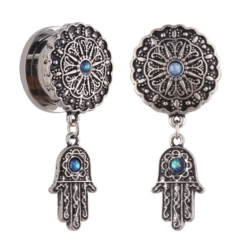 2 Stück Ohrstöpsel/Tunnel/Ohrpiercings aus 316L Edelstahl mit geschraubten Sattelohrring-Expander-Messgeräte Körperschmuck-Piercings