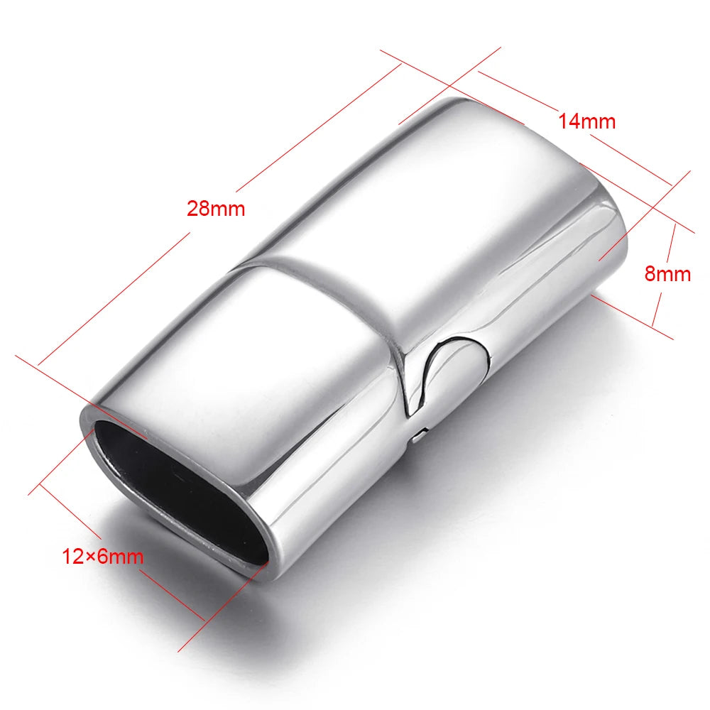 Stainless Steel Magnetic Clasp 12*6mm Hole Bracelet Magnet Clasp DIY Accessories Leather Jewelry Making Finding Supplies
