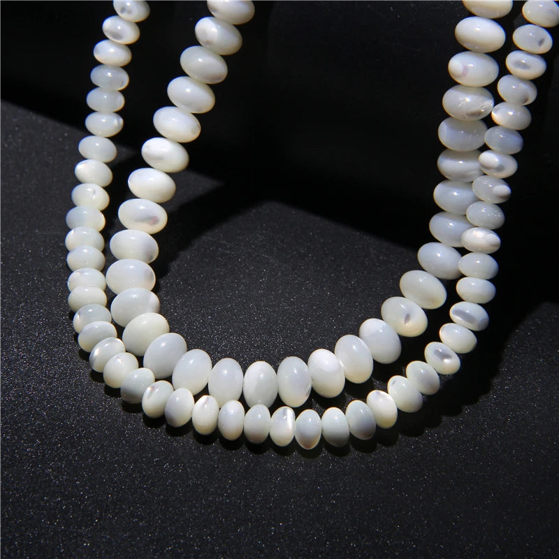 Natural White Mother of Pearl Shell Beads Oval Round Freshwater Shell Beads for Jewelry Making Necklace Bracelet DIY 15" - Madeinsea©