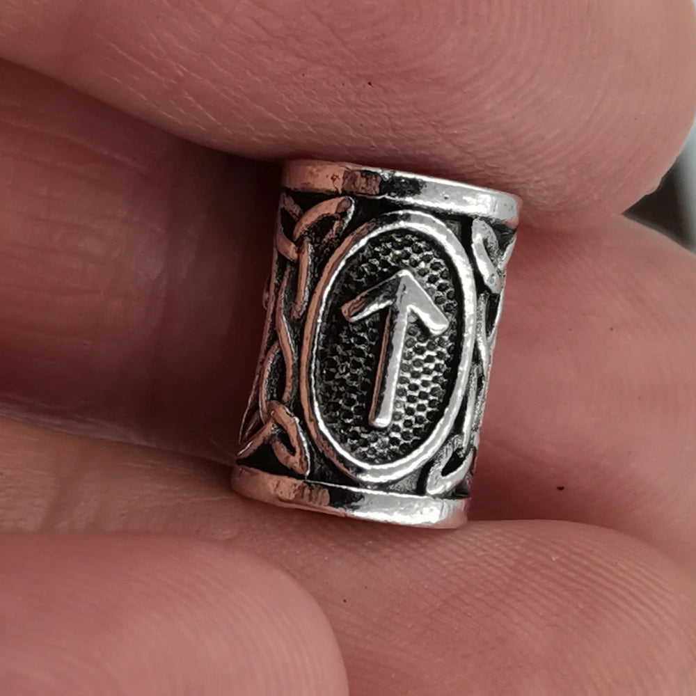 Hair Braid Beard Dreadlock Beads Rings Tube Viking Rune Charm Pendant for DIY Necklace Jewelry Making
