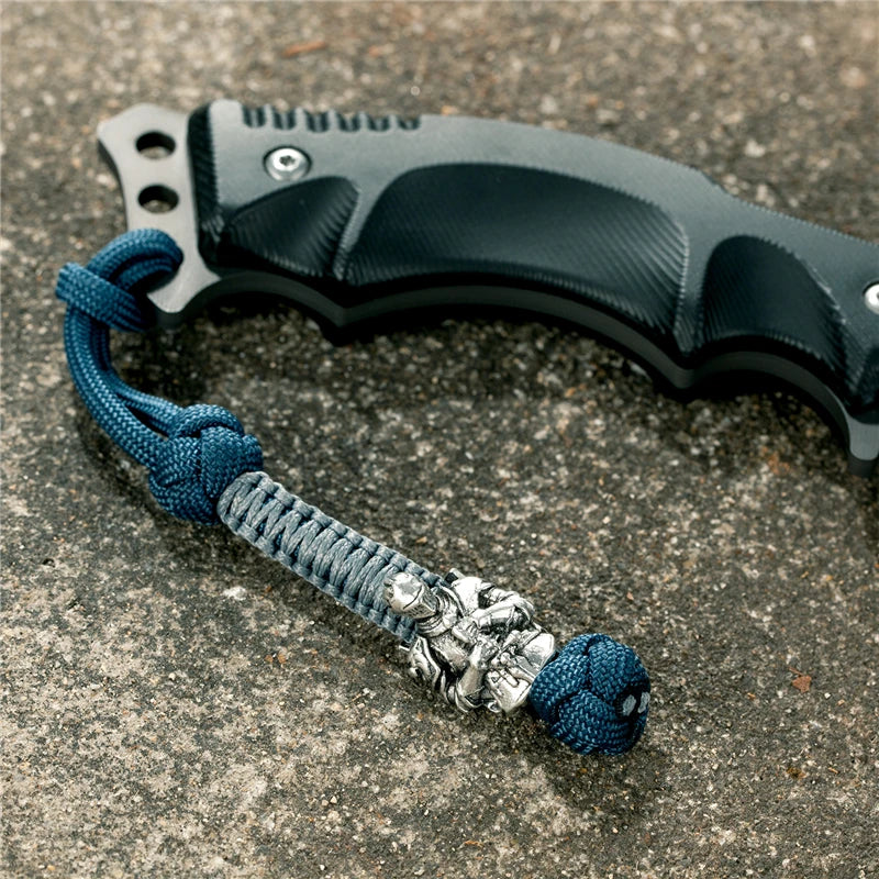 MKENDN Vikings Antique Warrior Helmet Keychains Bag Knife Rope Pendant Men Car Keyring Navy EDC Paracord Accessories Jewelry