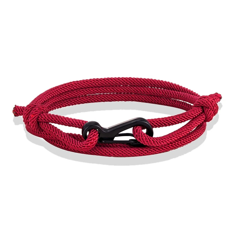 MKENDN Nautical Style Midnight Dark Blue Rope Bracelet Men Carabiner Clip Bracelet Minimalist Climbing Jewelry For Women