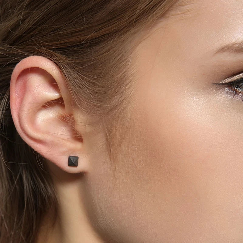 MKENDN 100% 925 Sterling Silver Pyramid Rivet Stud Earrings  Personality Minimalist Ear Jewelry Accessories Neo-Gothic Style