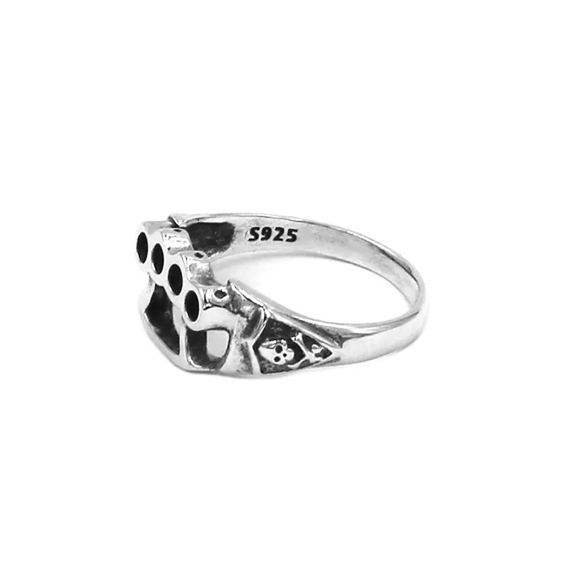 Bague de motard classique en argent sterling S925 pour homme et femme, anneau de boxe, tête de mort, SWR0950A