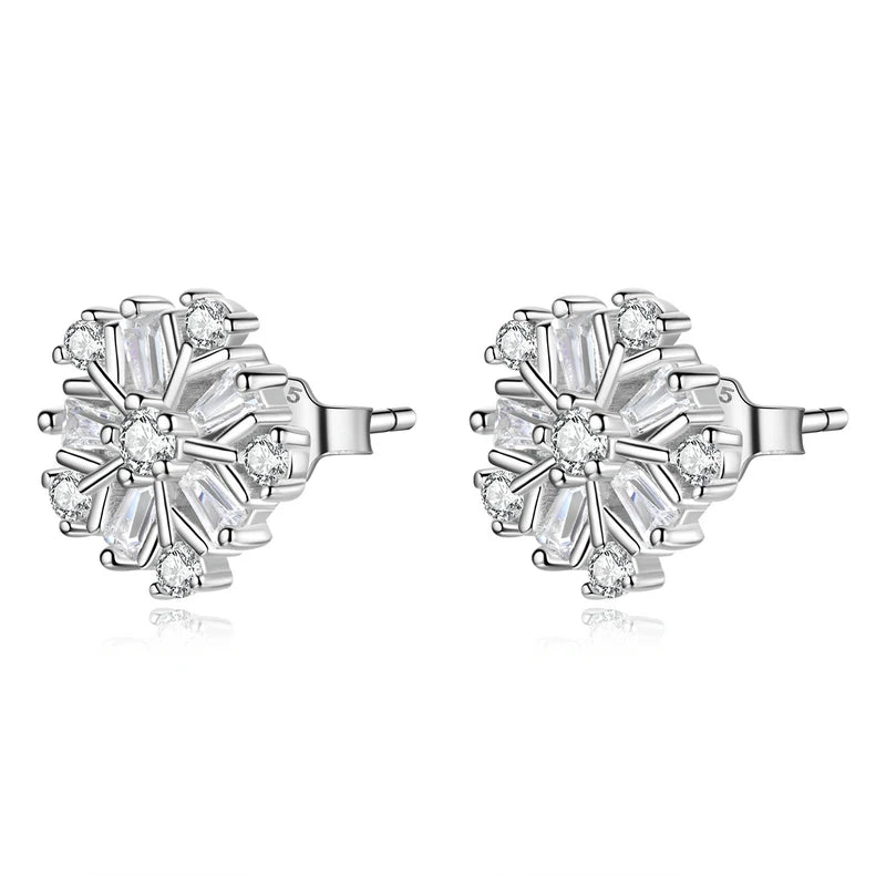 BAMOER Luxus 925 Sterling Silber Perlen Ohr Schnalle Einfache Kristall Herz Stern Stud Ohrringe für Frauen Hochzeit Schmuck Geschenk