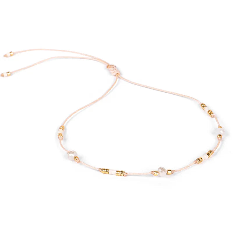 HI MAN Bohemian Colored Beads Wax Thread DIY Anklet Women Adjustable Summer Beach Casual Jewelry Accessories Girlfriend Gift