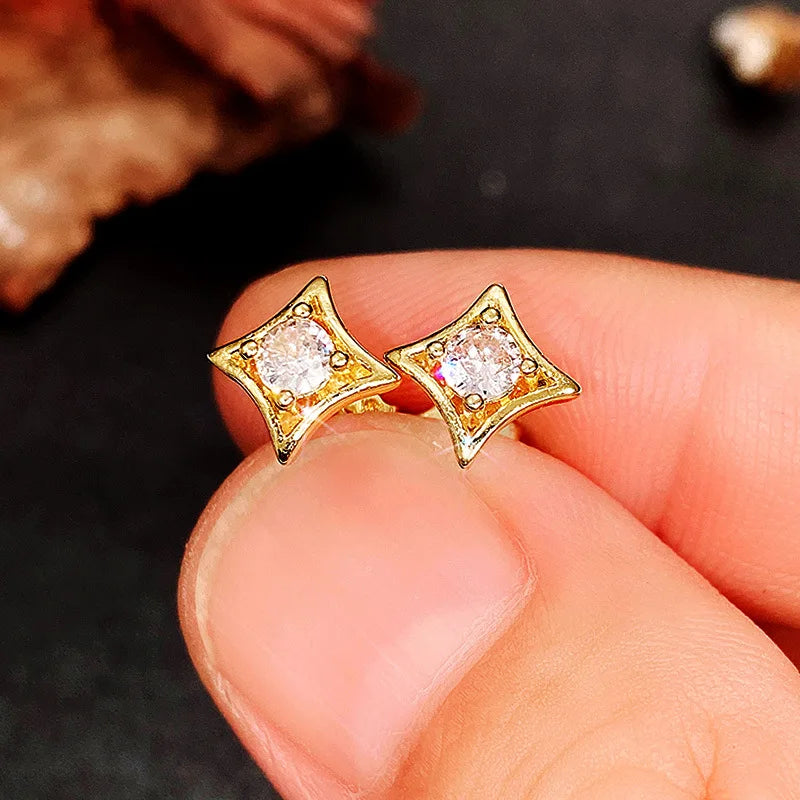 Women's  18 K Gold Earrings Exquisite Square CZ Pendant Earrings Female Personality Wild Jewelry Aretes De Mujer Women Jewelry