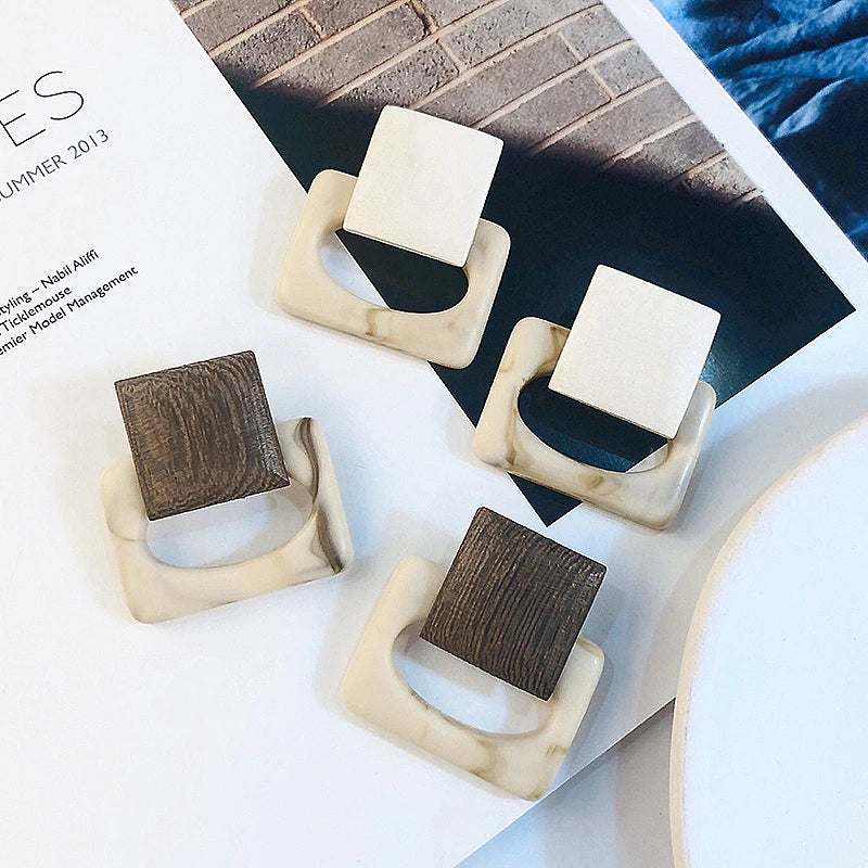 AENSOA Unusual Women Acrylic Drop Earrings Statement Geometric Square Pendant Earrings Trendy Dangle Earring Jewelry Gift 2021