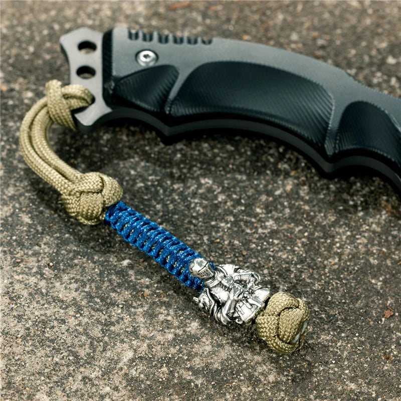MKENDN Vikings Antique Warrior Helmet Keychains Bag Knife Rope Pendant Men Car Keyring Navy EDC Paracord Accessories Jewelry