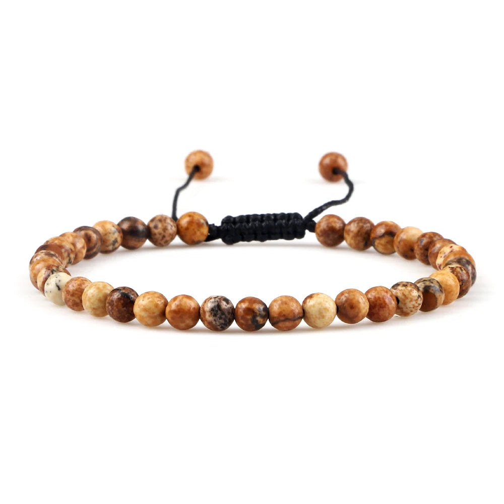 Adjustable 4mm Chakra Beads Bracelet Mini Natural Stone Agats Lava Tiger Eye Beaded Bracelets & Bangles Women Men Gift Jewelry
