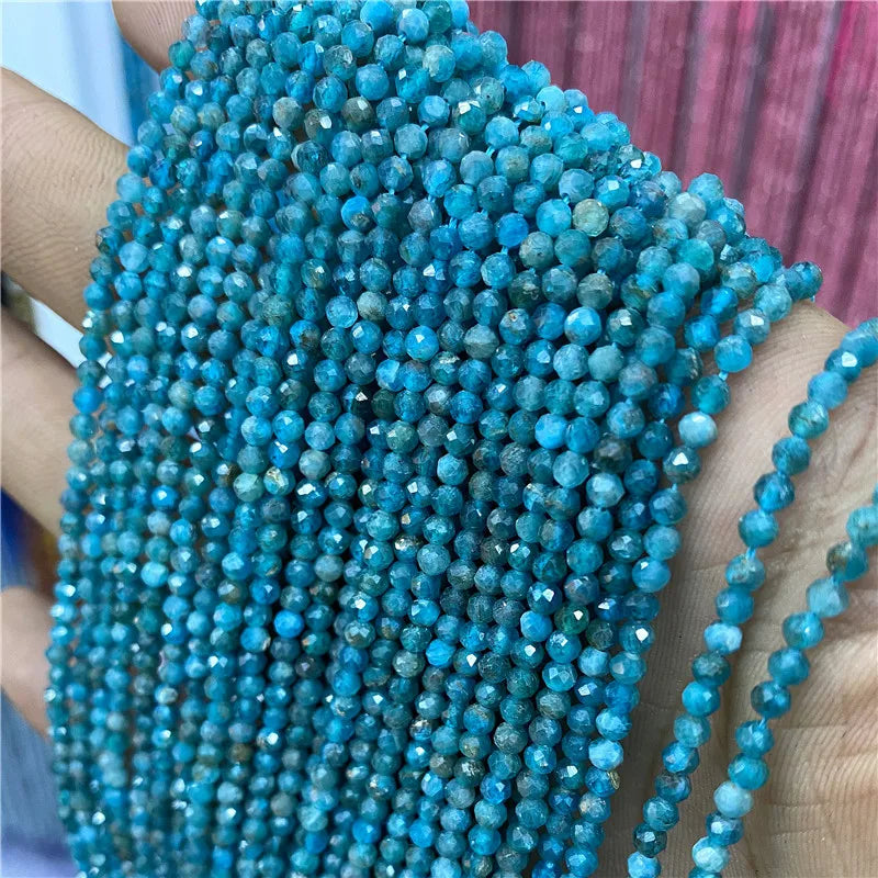 2025 New 2mm 3mm Natural Stone Beads Blue Quartzs Crystal Turquois Aquamarines Beads For Beadwork DIY Bracelet Accessories 38CM