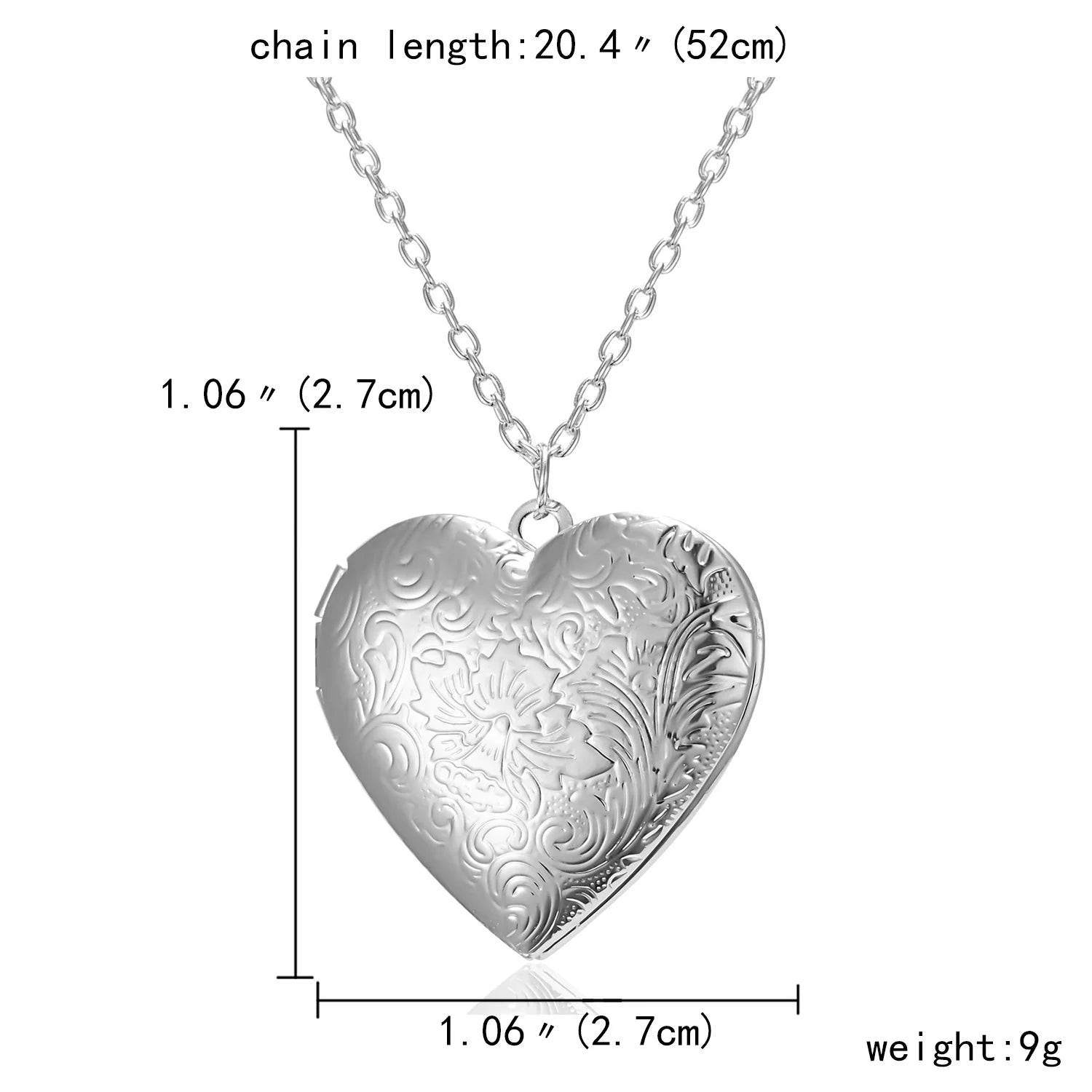 Unique Silver Color Photo Frame Pendant Necklace Carved Designs Heart-shaped Openable Locket Necklace Family Jewelry Gift